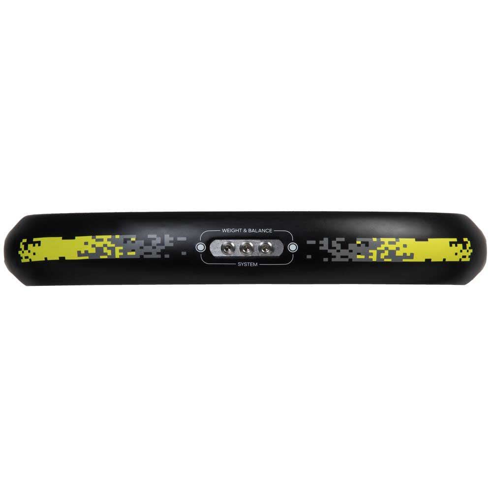 Adidas Adipower Multiweight paddle handle showcasing weight and balance system features.