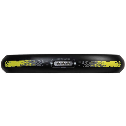 Adidas Adipower Multiweight paddle handle showcasing weight and balance system features.