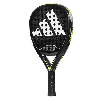 Adidas Adipower 3.2 paddle racket featuring a diamond shape and textured surface for superior ball spin.